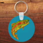 Aspen Leaf Regenbogenforelle 5 Schlüsselanhänger (Vorderseite)