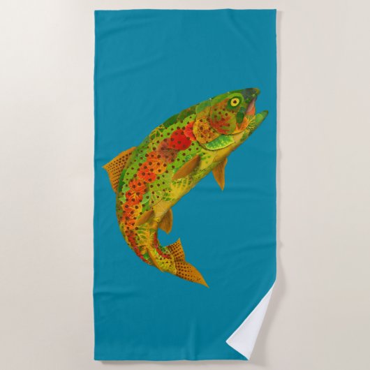 Aspen Leaf Regenbogenforelle 5 Strandtuch (Vorderseite)