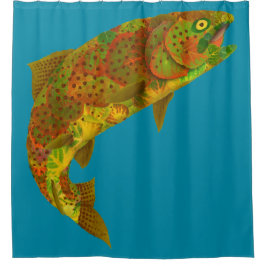 Aspen Leaf Regenbogenforelle 6 Duschvorhang
