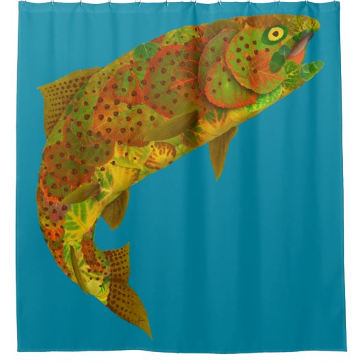 Aspen Leaf Regenbogenforelle 6 Duschvorhang (Vorderseite)