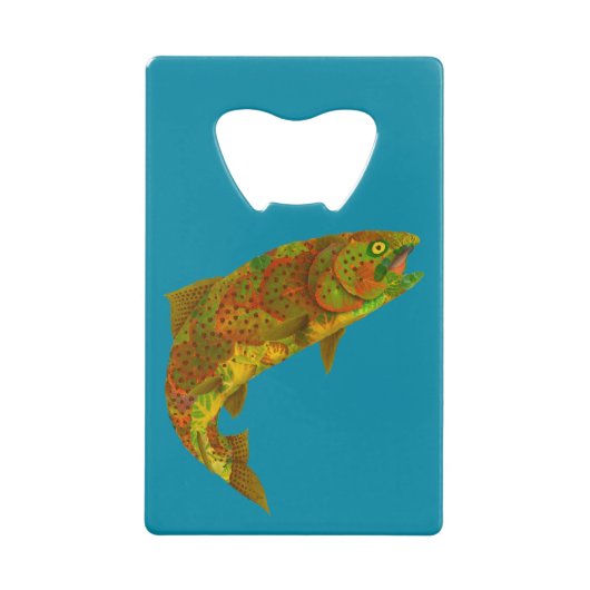 Aspen Leaf Regenbogenforelle 6 Geldbeutel Flaschenöffner (Vorderseite)