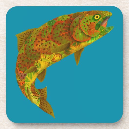 Aspen Leaf Regenbogenforelle 6 Getränkeuntersetzer (Vorderseite)