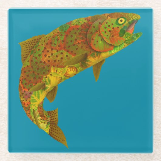 Aspen Leaf Regenbogenforelle 6 Glasuntersetzer (Vorderseite)
