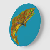 Aspen Leaf Regenbogenforelle 6 Große Wanduhr (Winkel)