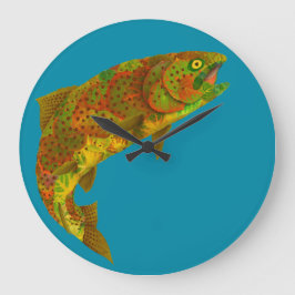 Aspen Leaf Regenbogenforelle 6 Große Wanduhr