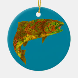 Aspen Leaf Regenbogenforelle 6 Keramik Ornament