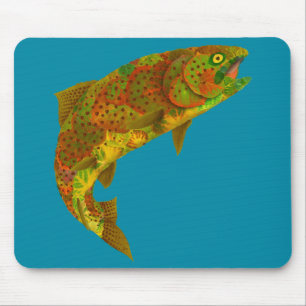 Aspen Leaf Regenbogenforelle 6 Mousepad