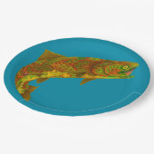 Aspen Leaf Regenbogenforelle 6 Pappteller (Schrägansicht)