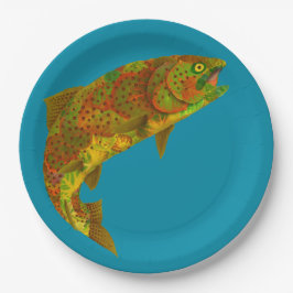 Aspen Leaf Regenbogenforelle 6 Pappteller