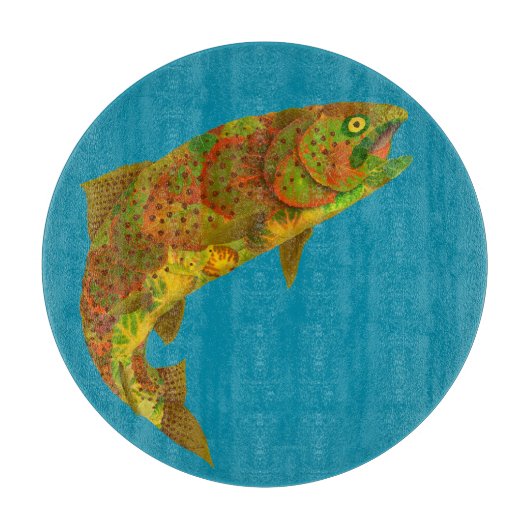 Aspen Leaf Regenbogenforelle 6 Schneidebrett (Vorderseite)