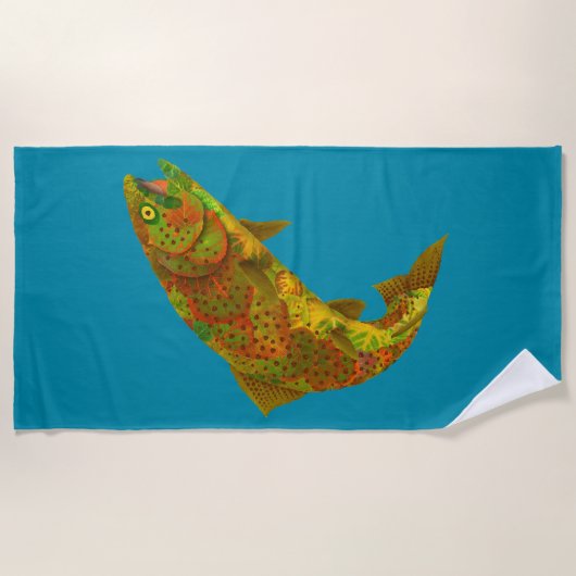 Aspen Leaf Regenbogenforelle 6 Strandtuch (Vorderseite)