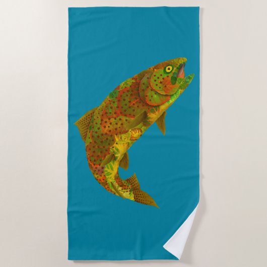 Aspen Leaf Regenbogenforelle 6 Strandtuch (Vorderseite)