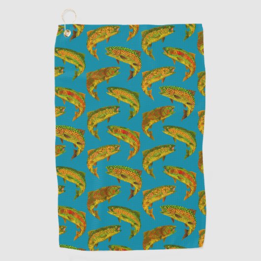 Aspen Leaf Regenbogenforelle Nahtlose Muster 2018 Golfhandtuch (Vorderseite)