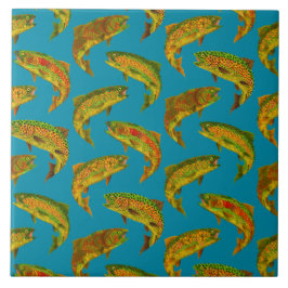 Aspen Leaf Regenbogenforelle Nahtloses Muster 2018 Fliese