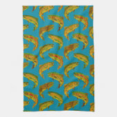 Aspen Leaf Regenbogenforelle Nahtloses Muster 2018 Geschirrtuch (Vertikal)