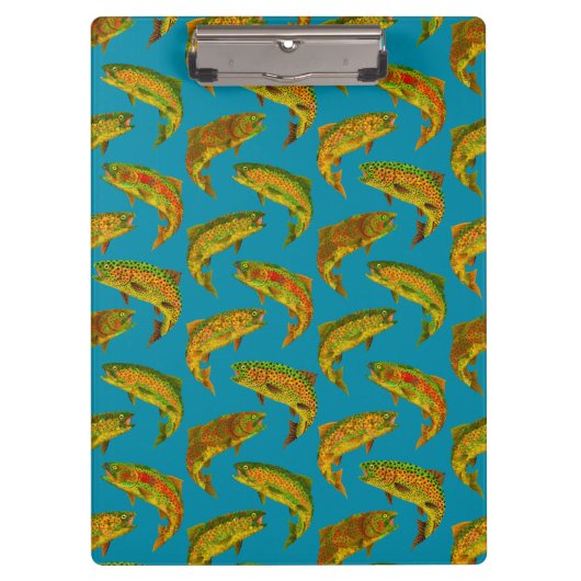 Aspen Leaf Regenbogenforelle Nahtloses Muster 2018 Klemmbrett (Vorderseite)