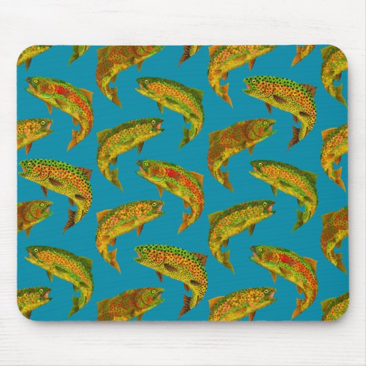 Aspen Leaf Regenbogenforelle Nahtloses Muster 2018 Mousepad (Vorne)