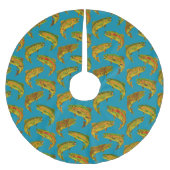 Aspen Leaf Regenbogenforelle Nahtloses Muster 2018 Polyester Weihnachtsbaumdecke (Vorderseite)