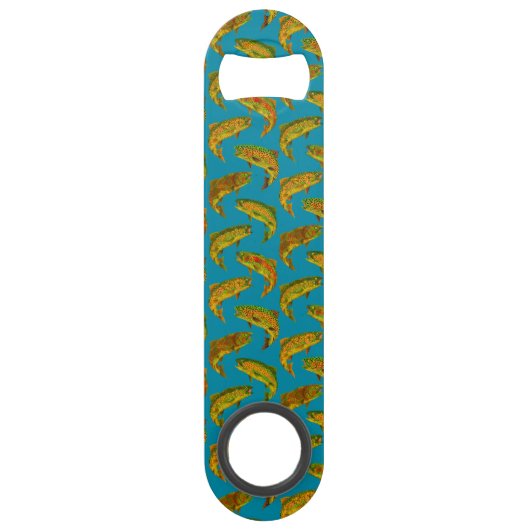 Aspen Leaf Regenbogenforelle Nahtloses Muster 2018 Speed Flaschenöffner (Vorderseite)