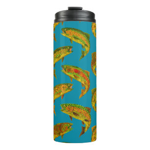 Aspen Leaf Regenbogenforelle Nahtloses Muster 2018 Thermosbecher