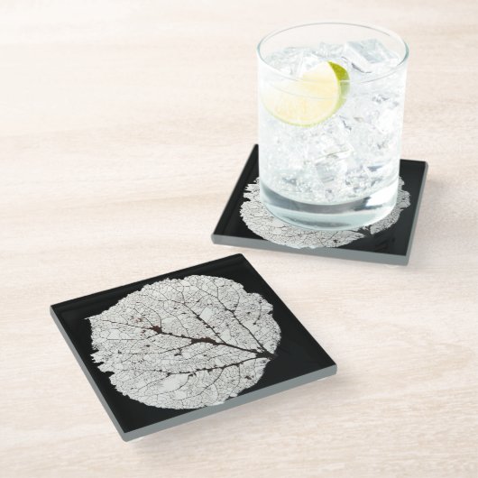 Aspen Leaf Skeleton 1 Glasuntersetzer (Schrägansicht)