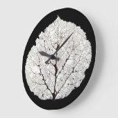 Aspen Leaf Skeleton 1 Große Wanduhr (Winkel)