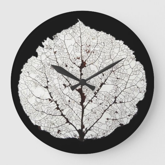 Aspen Leaf Skeleton 1 Große Wanduhr (Vorderseite)