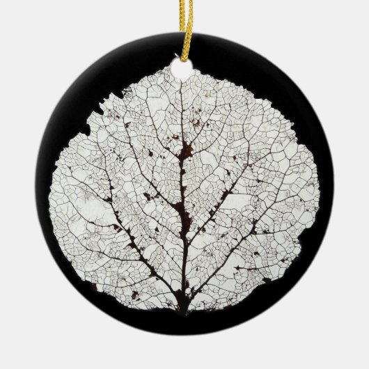 Aspen Leaf Skeleton 1 Keramik Ornament (Vorne)
