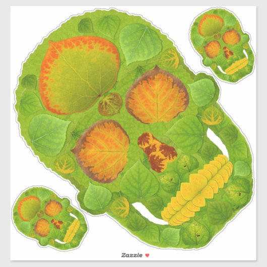 Aspen Leaf Skull 10 Aufkleber (Blatt)