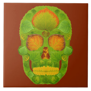 Aspen Leaf Skull 10 Fliese