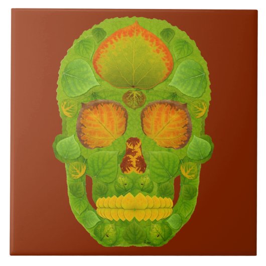Aspen Leaf Skull 10 Fliese (Vorderseite)