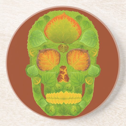 Aspen Leaf Skull 10 Getränkeuntersetzer (Vorne)