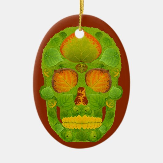 Aspen Leaf Skull 10 Keramikornament (Vorne)