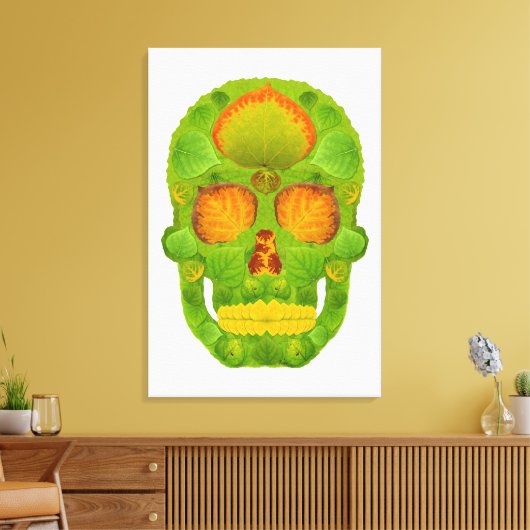 Aspen Leaf Skull 10 Leinwanddruck (Insitu (Wohnzimmer))