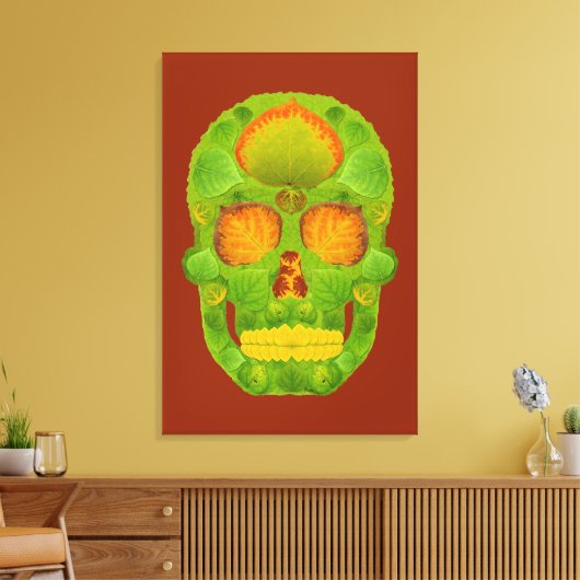 Aspen Leaf Skull 10 Leinwanddruck (Insitu (Wohnzimmer))