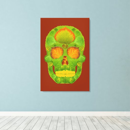 Aspen Leaf Skull 10 Leinwanddruck (Insitu (Holzboden))