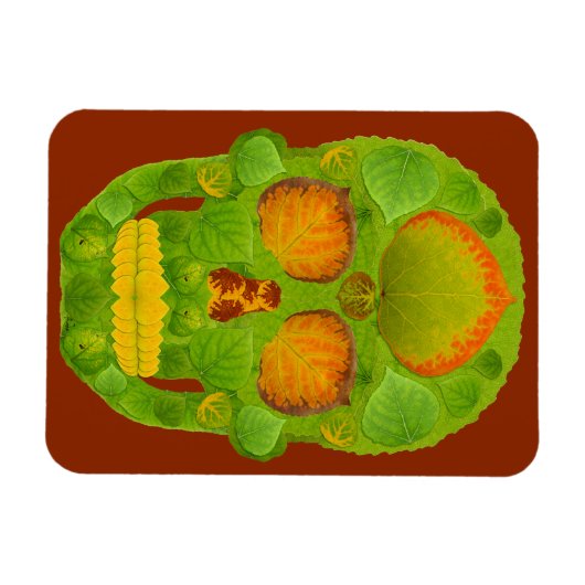 Aspen Leaf Skull 10 Magnet (Horizontal)