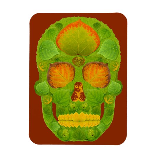 Aspen Leaf Skull 10 Magnet (Vertikal)
