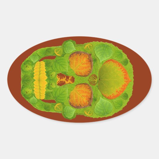 Aspen Leaf Skull 10 Ovaler Aufkleber (Vorderseite)