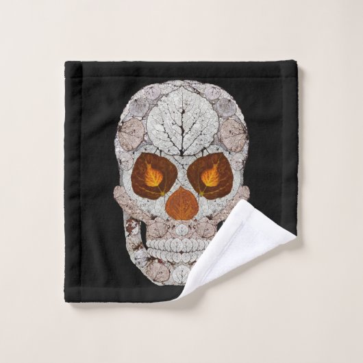 Aspen Leaf Skull 11 Badhandtuch Set (Waschlappen)