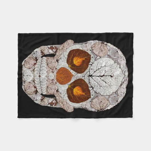 Aspen Leaf Skull 11 Fleecedecke (Vorderseite (Horizontal))