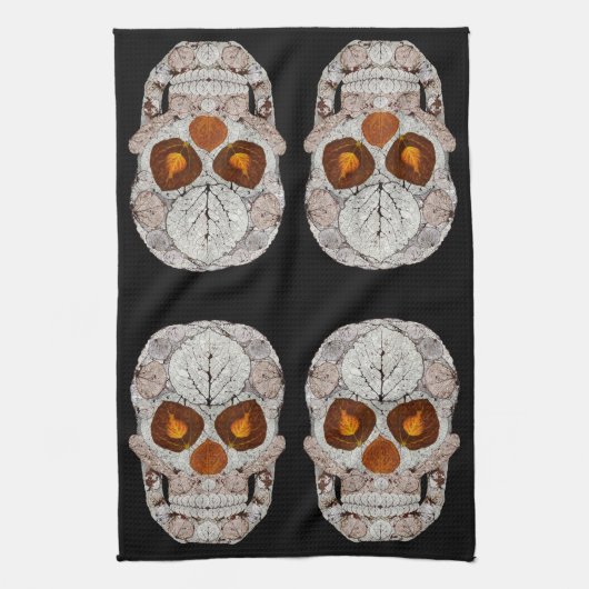 Aspen Leaf Skull 11 Geschirrtuch (Vertikal)