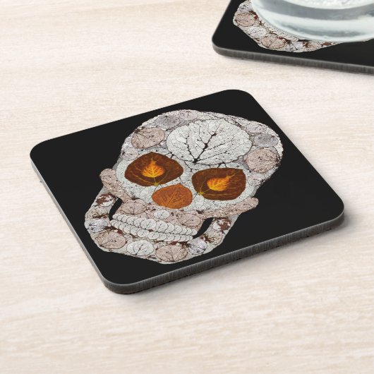 Aspen Leaf Skull 11 Getränkeuntersetzer (Linke Seite)