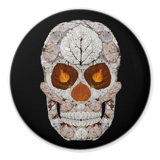 Aspen Leaf Skull 11 Keramikknauf (Vorderseite)