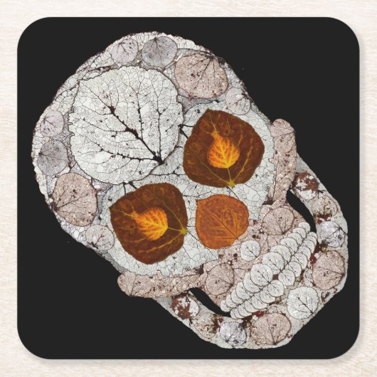 Aspen Leaf Skull 11 Rechteckiger Pappuntersetzer (Vorderseite)