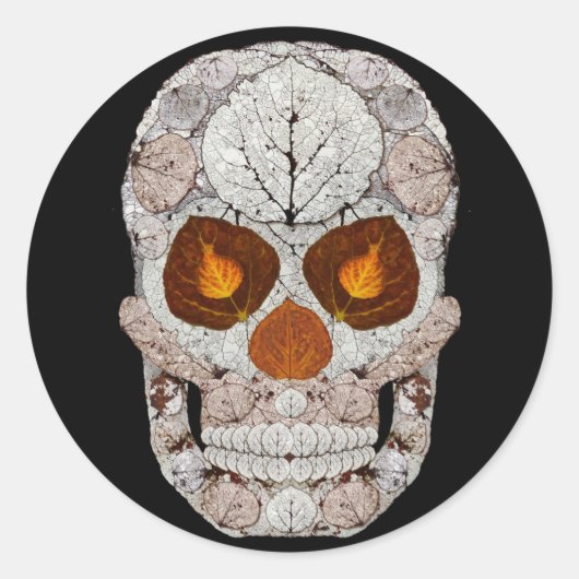 Aspen Leaf Skull 11 Runder Aufkleber (Vorderseite)