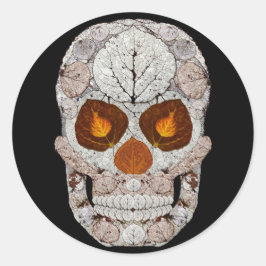 Aspen Leaf Skull 11 Runder Aufkleber
