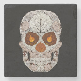 Aspen Leaf Skull 11 Steinuntersetzer