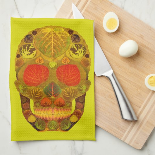 Aspen Leaf Skull 12 Geschirrtuch (Viertel Falte)