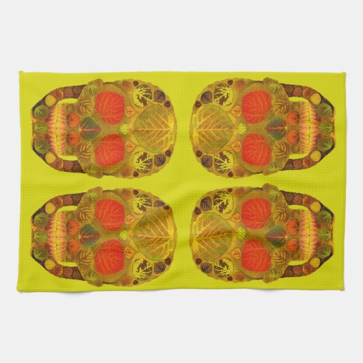 Aspen Leaf Skull 12 Geschirrtuch (Horizontal)